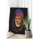 Лев в кепке со шрамом / Животные 80х100 см Раскраска картина по номерам на холсте