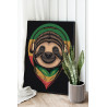  Довольный ленивец в наушниках / Животные 100х125 см Раскраска картина по номерам на холсте AAAA-C0152-100x125