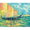 Стоянка гондол. Венеция Раскраска ( картина ) по номерам на цветном холсте Белоснежка