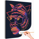 Неоновая горилла в очках / Животные Раскраска картина по номерам на холсте