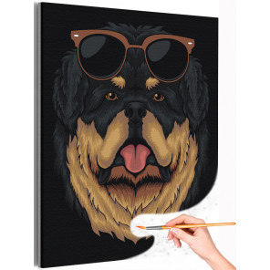  Тибетский мастиф в очках / Животные / Собаки Раскраска картина по номерам на холсте AAAA-C0171