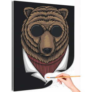 Медведь в темных очках / Животные Раскраска картина по номерам на холсте