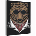Медведь в темных очках / Животные 100х125 см Раскраска картина по номерам на холсте