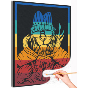 Цветной лев хиппи / Животные Раскраска картина по номерам на холсте