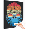 Красно-синяя обезьяна в шапке и очках / Животные Раскраска картина по номерам на холсте
