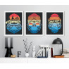 Красно-синяя обезьяна в шапке и очках / Животные 60х80 Раскраска картина по номерам на холсте