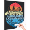 Красно-синяя обезьяна в кепке / Животные Раскраска картина по номерам на холсте