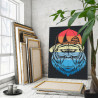 Красно-синяя обезьяна в кепке / Животные 75х100 Раскраска картина по номерам на холсте