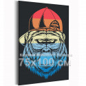 Красно-синяя обезьяна в кепке / Животные 75х100 Раскраска картина по номерам на холсте