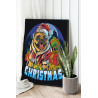 Мопс с рождественскими подарками Новый год Рождество Праздник Собака Пес Животные Раскраска картина по номерам на холсте