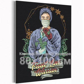 Медсестра с розами Девушка Женщина Портрет Люди Врач 80х100 Раскраска картина по номерам на холсте
