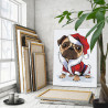 Мопс в костюме Санта-Клауса Dabbing Пес Собака Животные Новый Год Рождество Раскраска картина по номерам на холсте