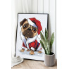 Мопс в костюме Санта-Клауса Dabbing Пес Собака Животные Новый Год Рождество 60х80 Раскраска картина по номерам на холсте