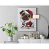 Мопс в костюме Санта-Клауса Dabbing Пес Собака Животные Новый Год Рождество 75х100 Раскраска картина по номерам на холсте