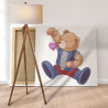 Медвежонок с сердечком Любовь Мишка Тедди Для детей Детские Для девочек Животные 80х80 Раскраска картина по номерам на холсте