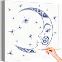 Месяц синий Луна Знак Звездное Небо Звезды Раскраска картина по номерам на холсте