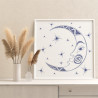Месяц синий Луна Знак Звездное Небо Звезды Раскраска картина по номерам на холсте