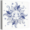 Солнце со звездами синее Орнамент Звезды Зодиак 80х80 Раскраска картина по номерам на холсте