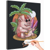 Свинка под пальмой с гитарой Животные Поросенок Музыка Раскраска картина по номерам на холсте