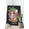 Свинка под пальмой с гитарой Животные Поросенок Музыка 60х80 Раскраска картина по номерам на холсте