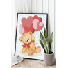 Медвежонок с шариками сердечками Любовь Мишка Тедди Для детей Детские Для девочек Животные Раскраска картина по номерам на холст