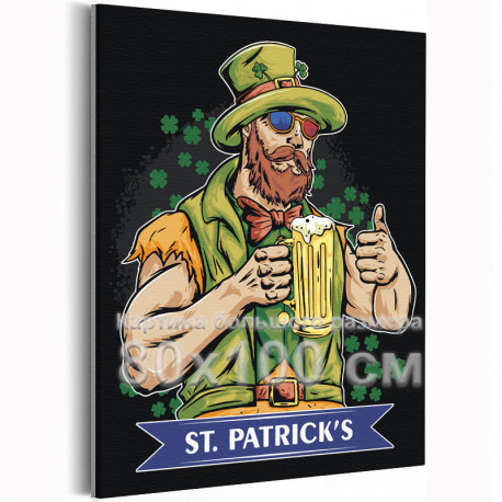 Ирландец в день Св. Патрика Люди Мужчина 80х100 Раскраска картина по номерам на холсте