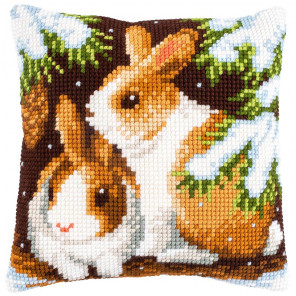  Кролики в снегу Набор для вышивания подушки Vervaco PN-0147640