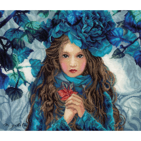  Девушка с синими цветами Набор для вышивания LanArte PN-0188640