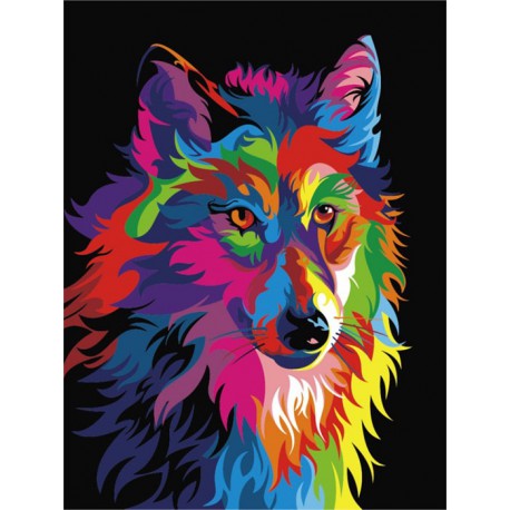 Волк поп-арт Раскраска по номерам акриловыми красками на холсте Menglei