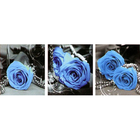 Синие розы Триптих Раскраска по номерам акриловыми красками на холсте Menglei