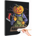 Тыква чудовище с топором Хэллоуин Happy Halloween Праздник Раскраска картина по номерам на холсте