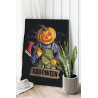Тыква чудовище с топором Хэллоуин Happy Halloween Праздник 100х125 Раскраска картина по номерам на холсте