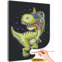 Веселый динозавр меломан Животные Для детей Детские Для мальчиков для девочек Раскраска картина по номерам на холсте