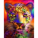 Цветной гепард Алмазная вышивка (мозаика) на подрамнике Color Kit