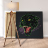 Голова черной желтоглазой пантеры Животные Хищники 80х80 Раскраска картина по номерам на холсте