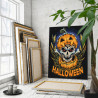 Череп в маске тыквы Happy Halloween Хэллоуин Раскраска картина по номерам на холсте