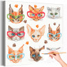 Коты в очках Котик Кошка Животные Раскраска картина по номерам на холсте с неоновой краской