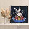 Праздничный белый кролик Праздник Животные Заяц 80х80 Раскраска картина по номерам на холсте