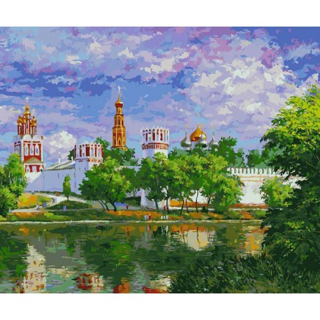 Новодевичий монастырь Раскраска ( картина ) по номерам акриловыми красками на холсте Белоснежка