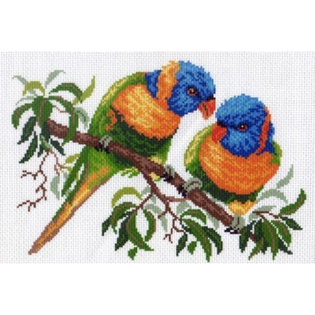 Волнистые попугайчики Канва с рисунком для вышивки Матренин посад 494