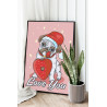 Рождественский мопс с сердечком Пес Собака Животные Новый год Рождество Праздник 60х80 Раскраска картина по номерам на холсте