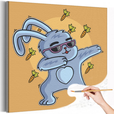 Зайчик танцует Заяц Танец Кролик символ года Для детей Детские Для девочек Раскраска картина по номерам на холсте