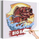 Большая красная рыба Рыбалка Раскраска картина по номерам на холсте