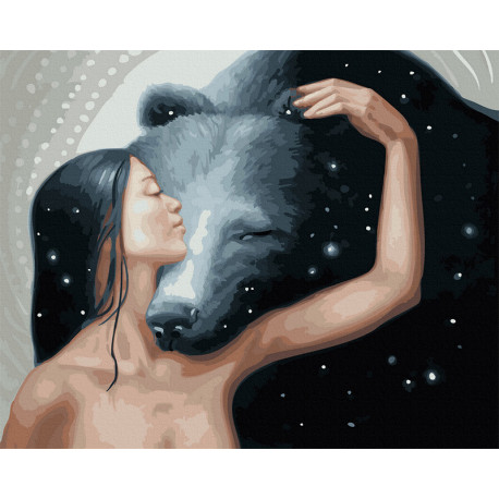  Девушка и медведь Раскраска картина по номерам на холсте ZX 43069