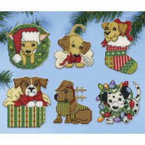  Рождественские собачки Набор для вышивания елочных украшений Design works 5920