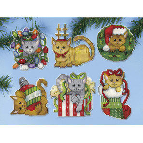  Рождественские котята Набор для вышивания елочных украшений Design works 5917