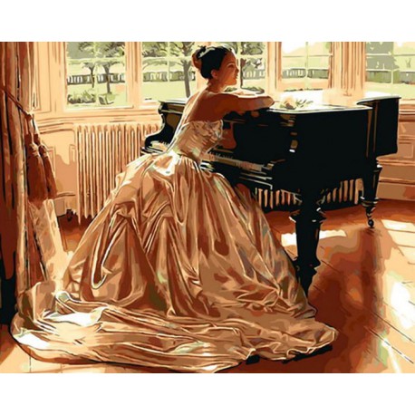 За роялем Раскраска ( картина ) по номерам акриловыми красками на холсте Iteso