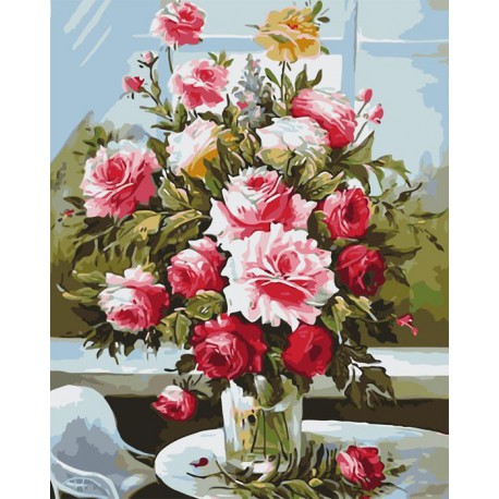 Букет из садовых роз Раскраска картина по номерам акриловыми красками на холсте Русская живопись