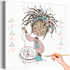 Девочка рукодельница за вышиванием Для детей Детские Дети Ребенок Для девочек Раскраска картина по номерам на холсте