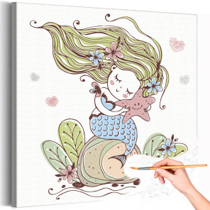 Русалочка со звездой Для детей Для девочек Детские Море Раскраска картина по номерам на холсте